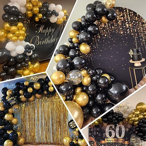 100pcs Black and Gold Balloons 12 Inch Metallic Party Decor