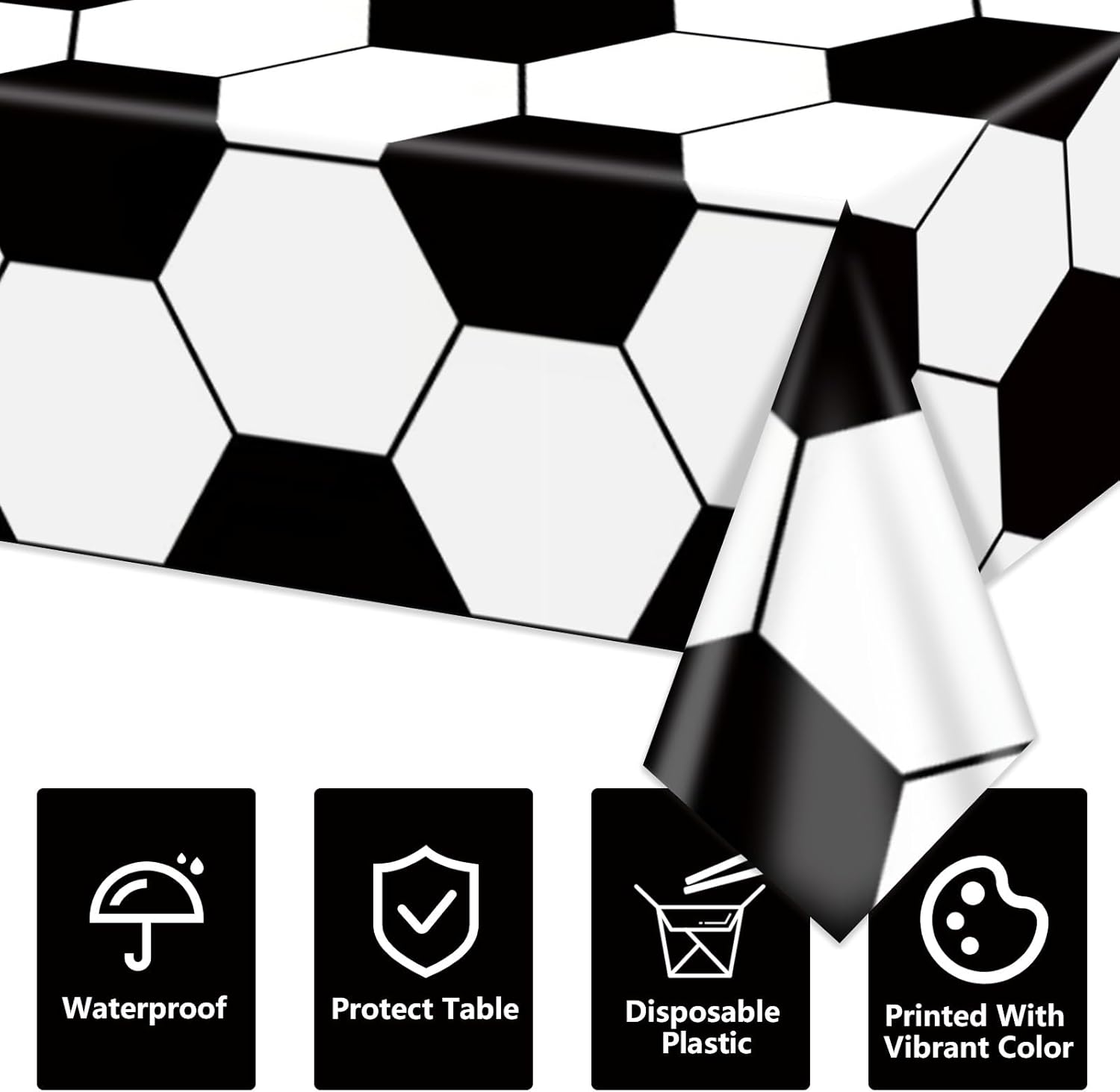 Soccer Tablecloth 4 Pack Rectangle 51x86 Inch Party Decorations