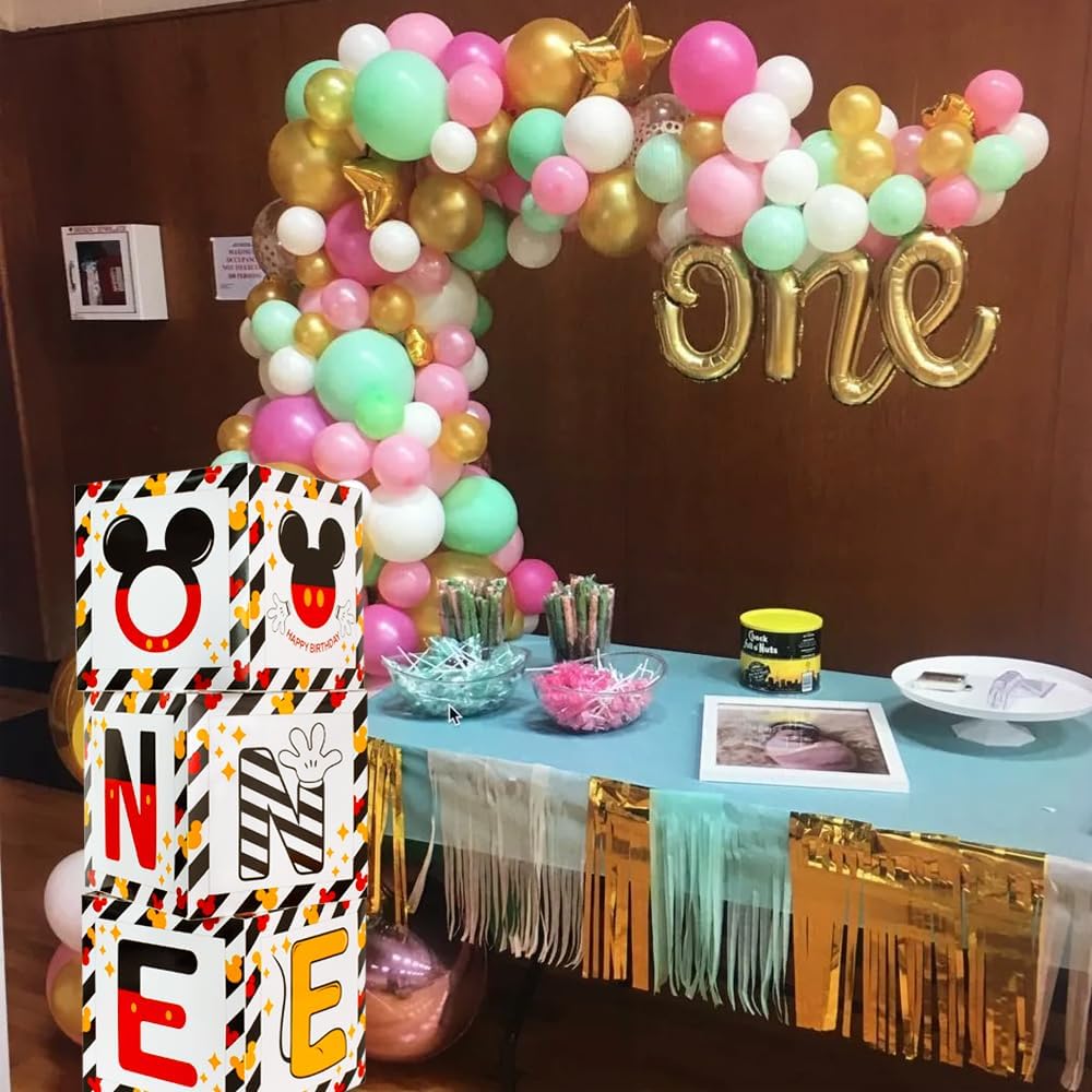 TONIFUL 1st Birthday Balloon Box with Mouse Letters
