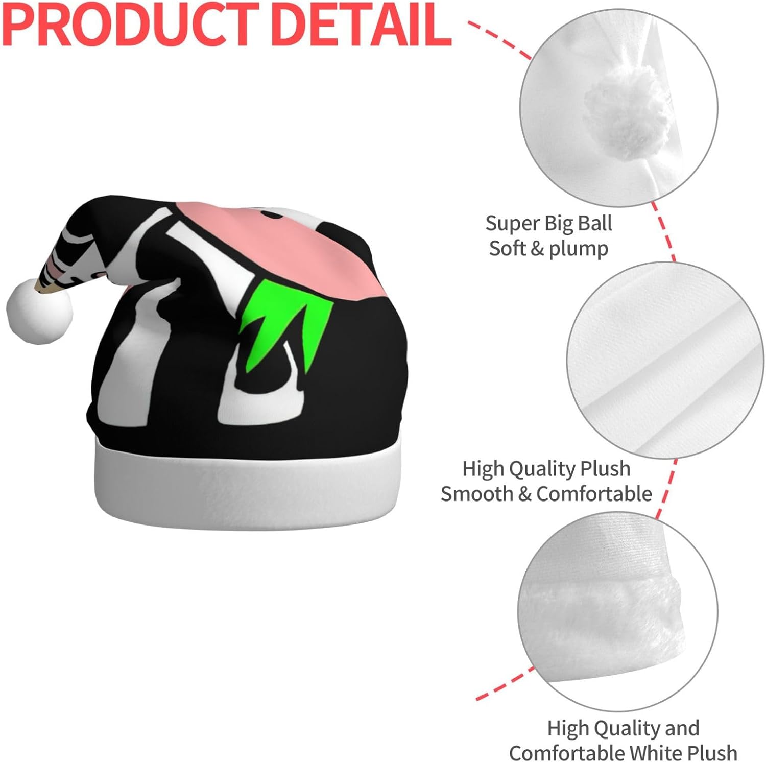 QINZHENG Personalized Santa Hat with Cute Cow Print