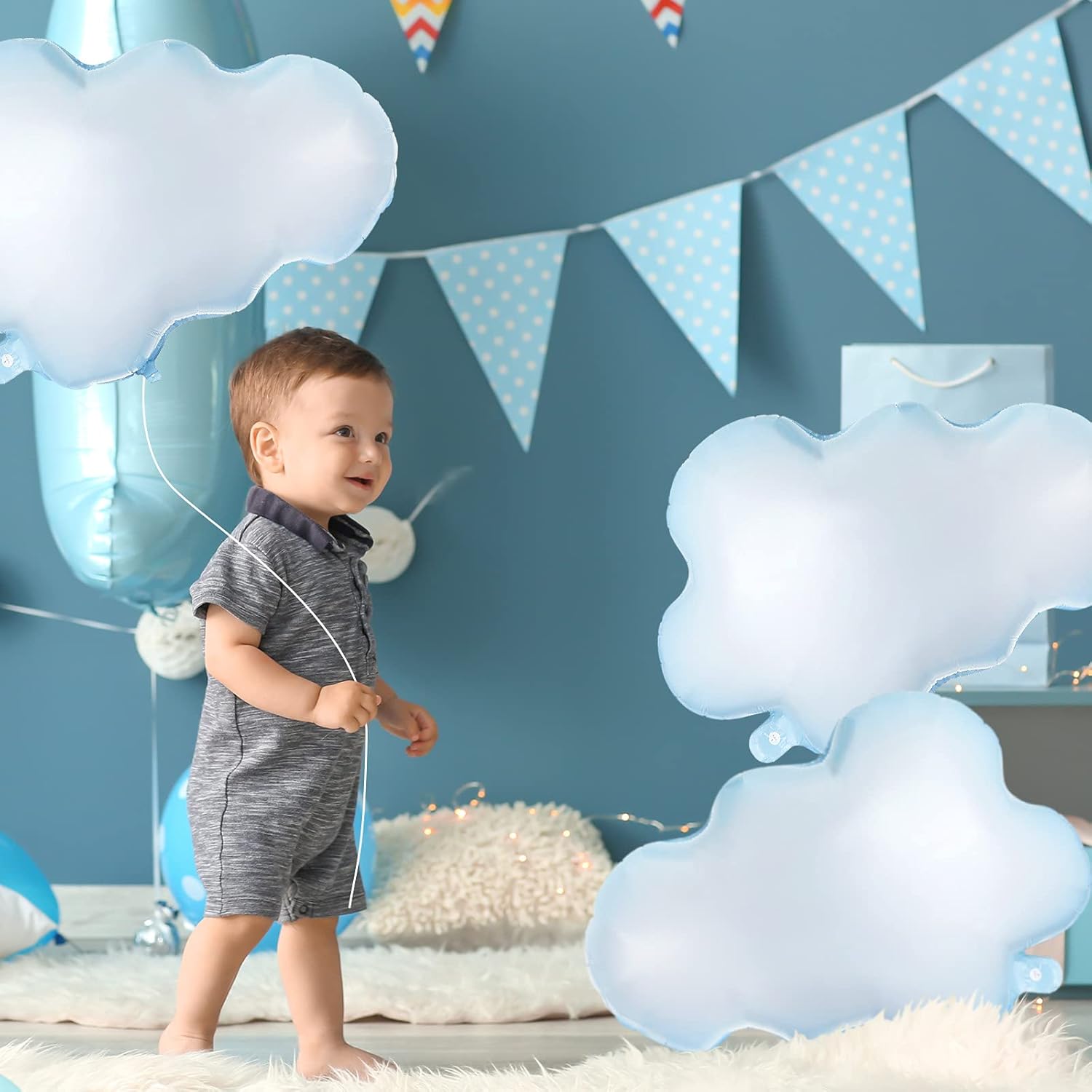 6 pcs White Cloud Foil Balloons for Birthday Decor