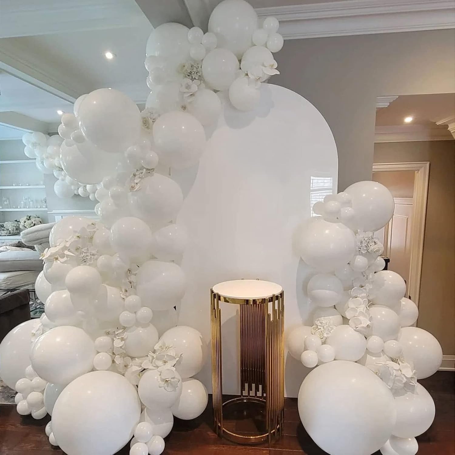 FOTIOMRG 12 Inch White Balloons 50 Pack with Ribbon