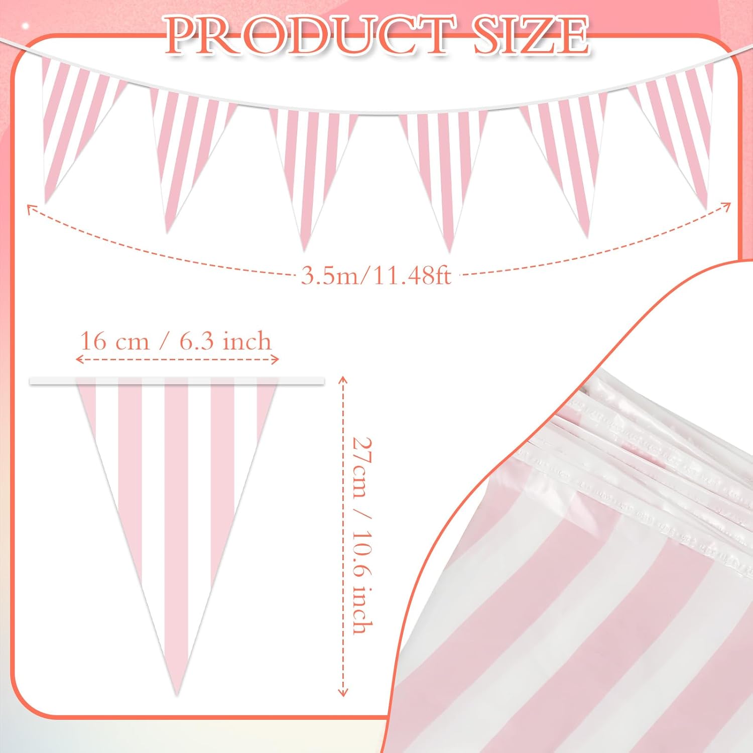 6 Pcs Pink Carnival Bunting Banner Decorations