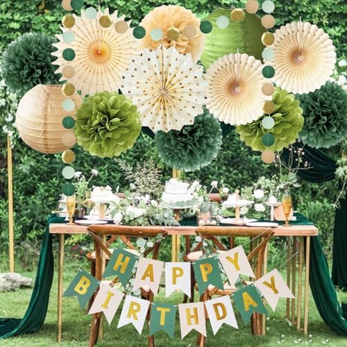Olive Green Birthday Decorations Set