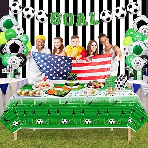4 Pack Soccer Party Tablecloths - 51x106 Inches Disposable Cover