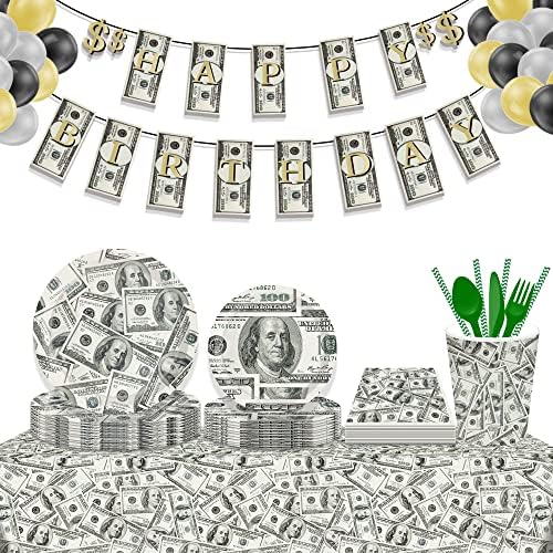 Dollar Birthday Party Tablecloths 2 Pcs 54x87In Disposable Plastic