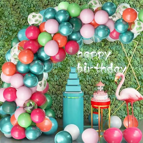 OuMuaMua Tropical Luau Balloons 68pcs 12 Inch Set