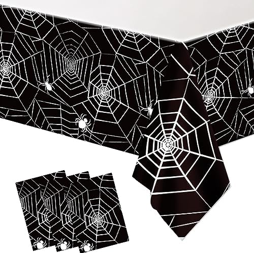 Frerand Halloween Tablecloth 87x51 2 Pack Spider Web Tablecover for Parties