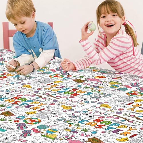 OHOME Easter Coloring Tablecloth 54x88 Inches