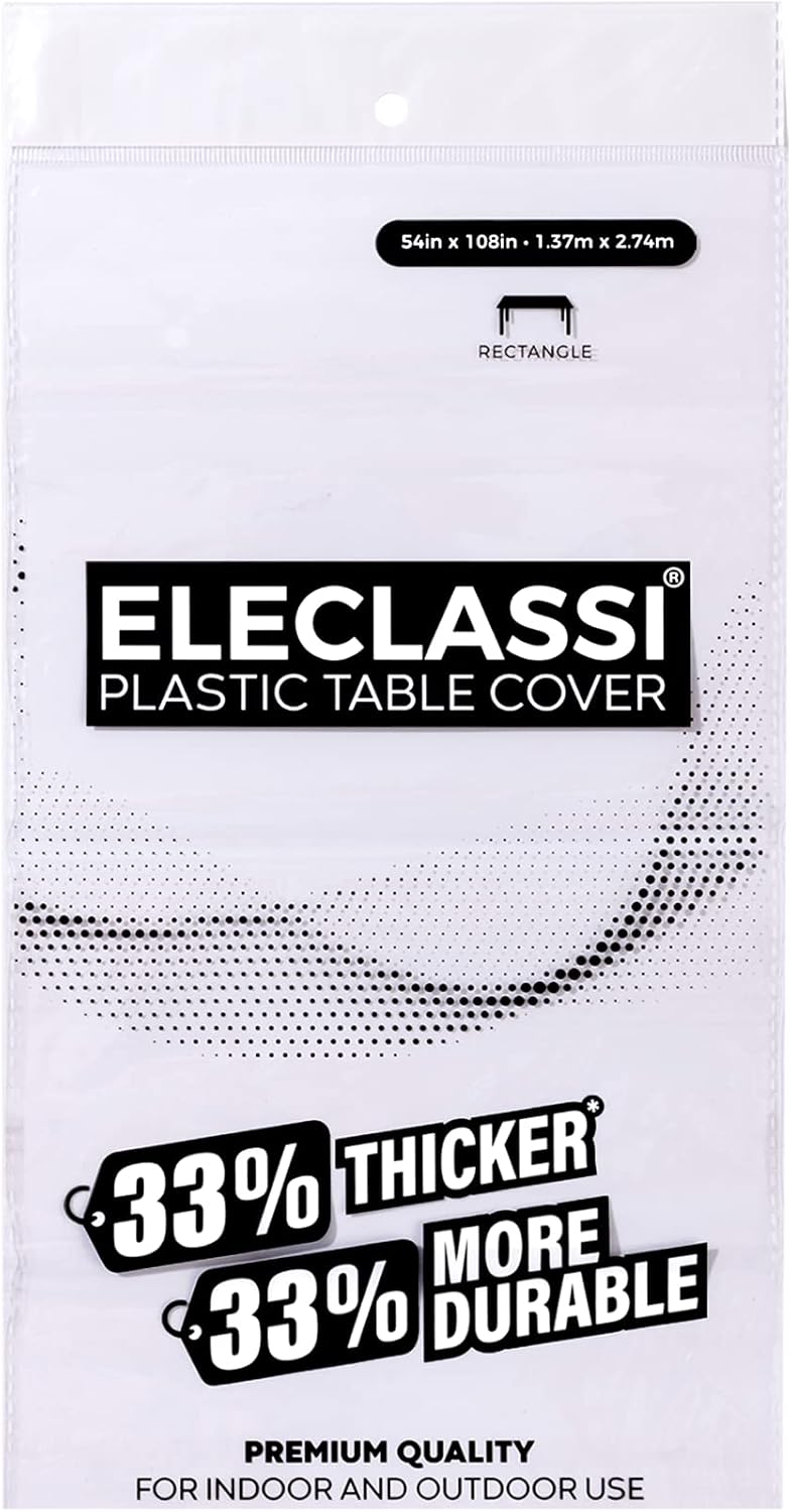 Eleclassi White 12 Pack Premium Disposable Plastic Tablecloths 54 x 108 Inches