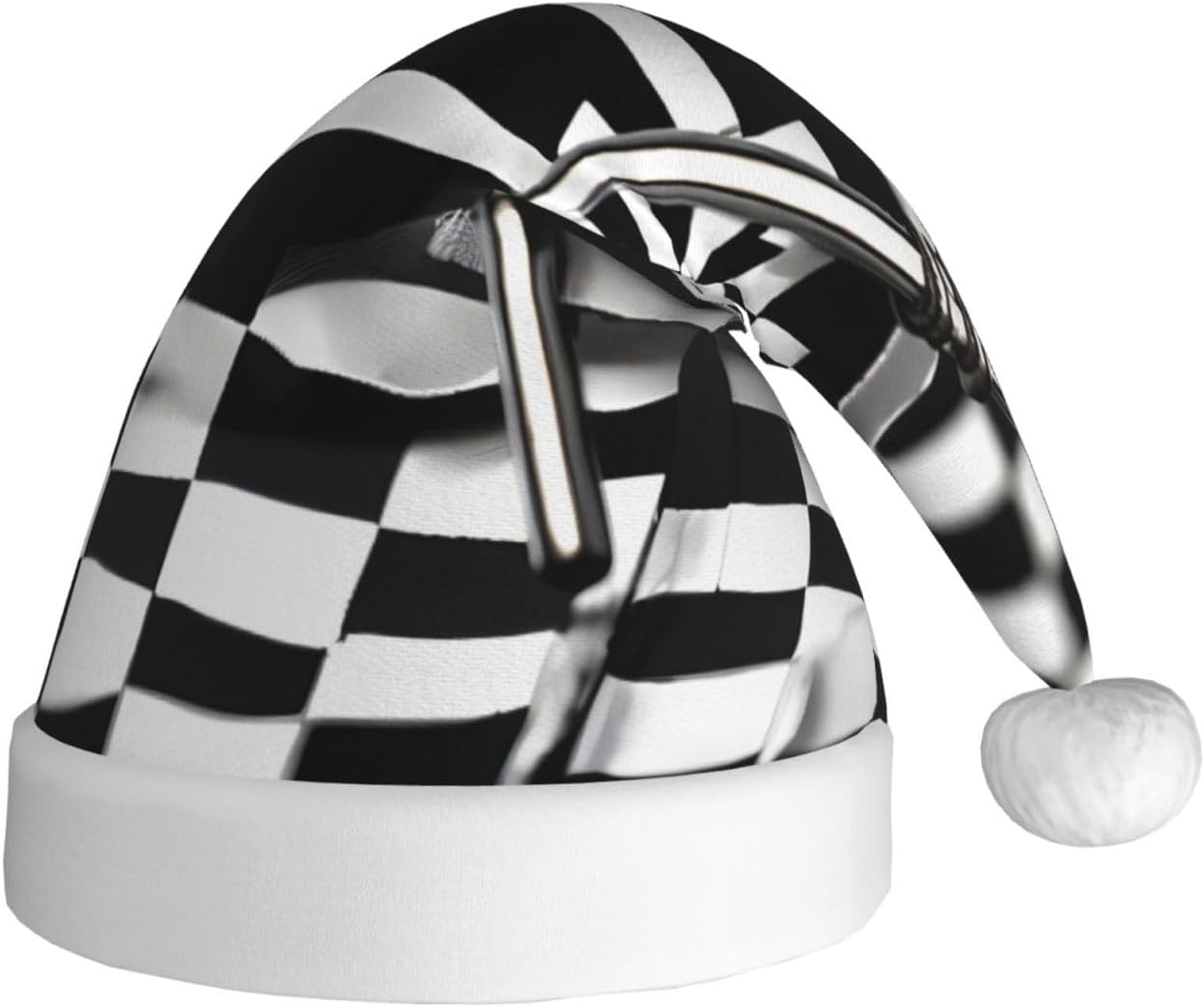 QINZHENG Checkered Flags Santa Hat Personalized Christmas Headwear