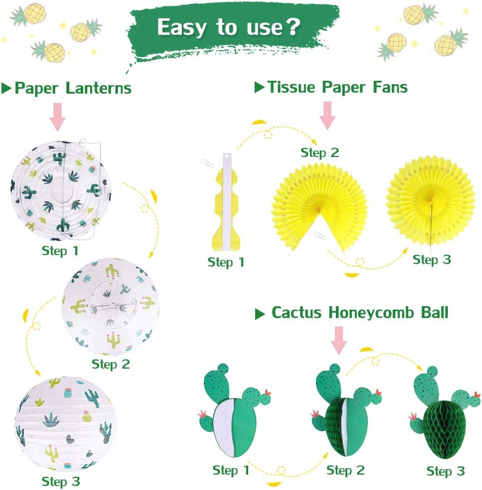 Cactus Party Decor Kit - Tropical Hawaiian Decorations