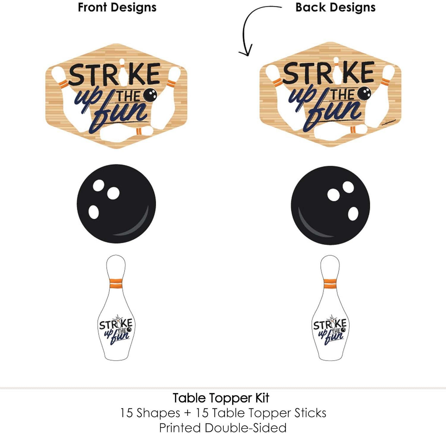 Big Dot of Happiness Bowling Party Centerpiece Sticks Set of 15
