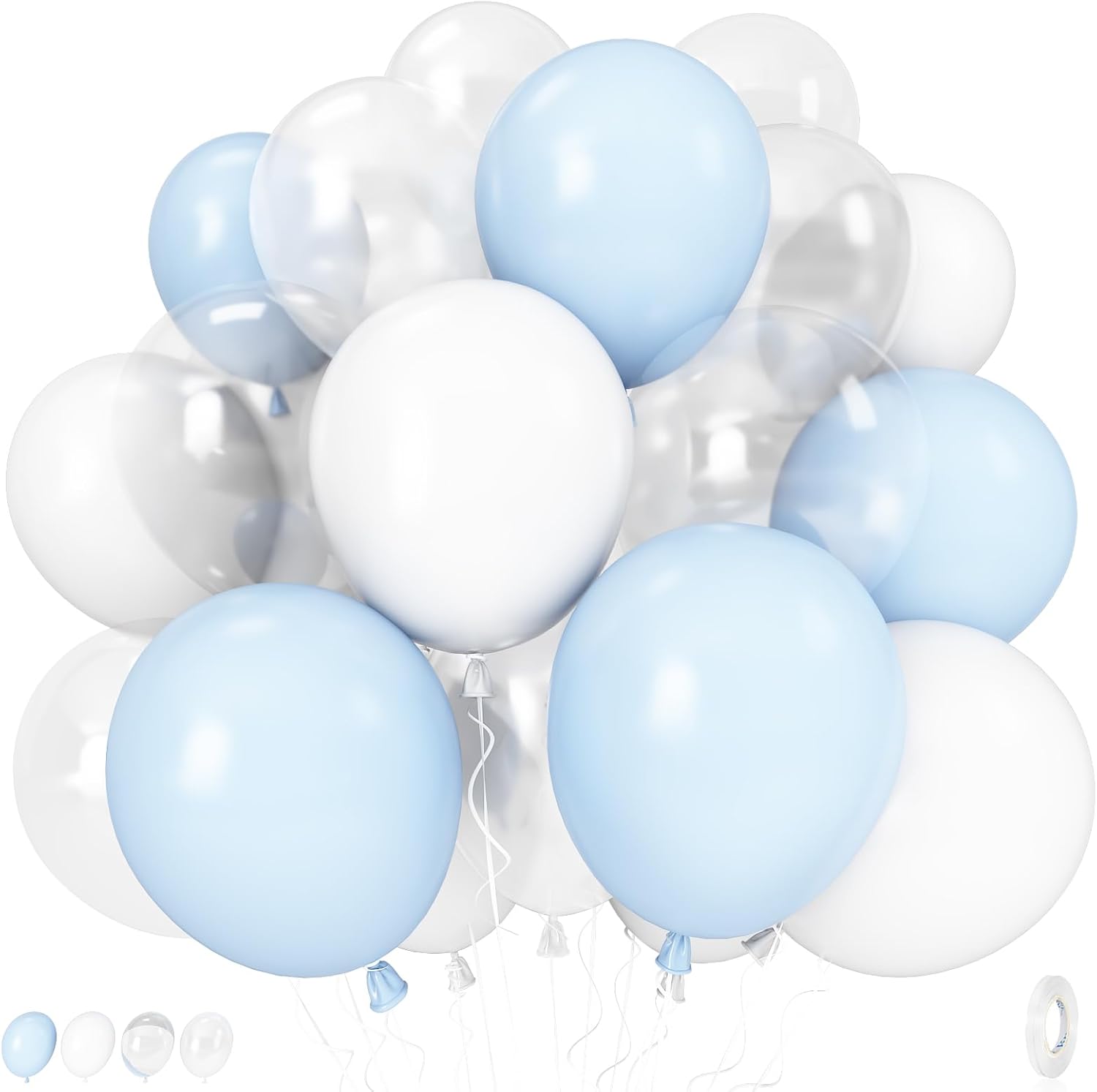 Pastel Blue White Balloons Set 35PCS 12 Inch for Parties