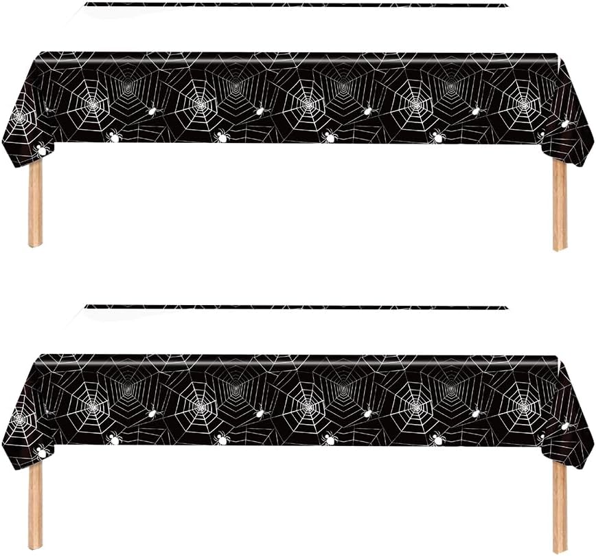 Frerand Halloween Tablecloth 87x51 2 Pack Spider Web Tablecover for Parties