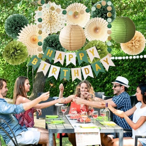 Olive Green Birthday Decorations Set