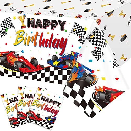 Tudomro 3Pcs Racing Car Tablecloth for Birthday Parties