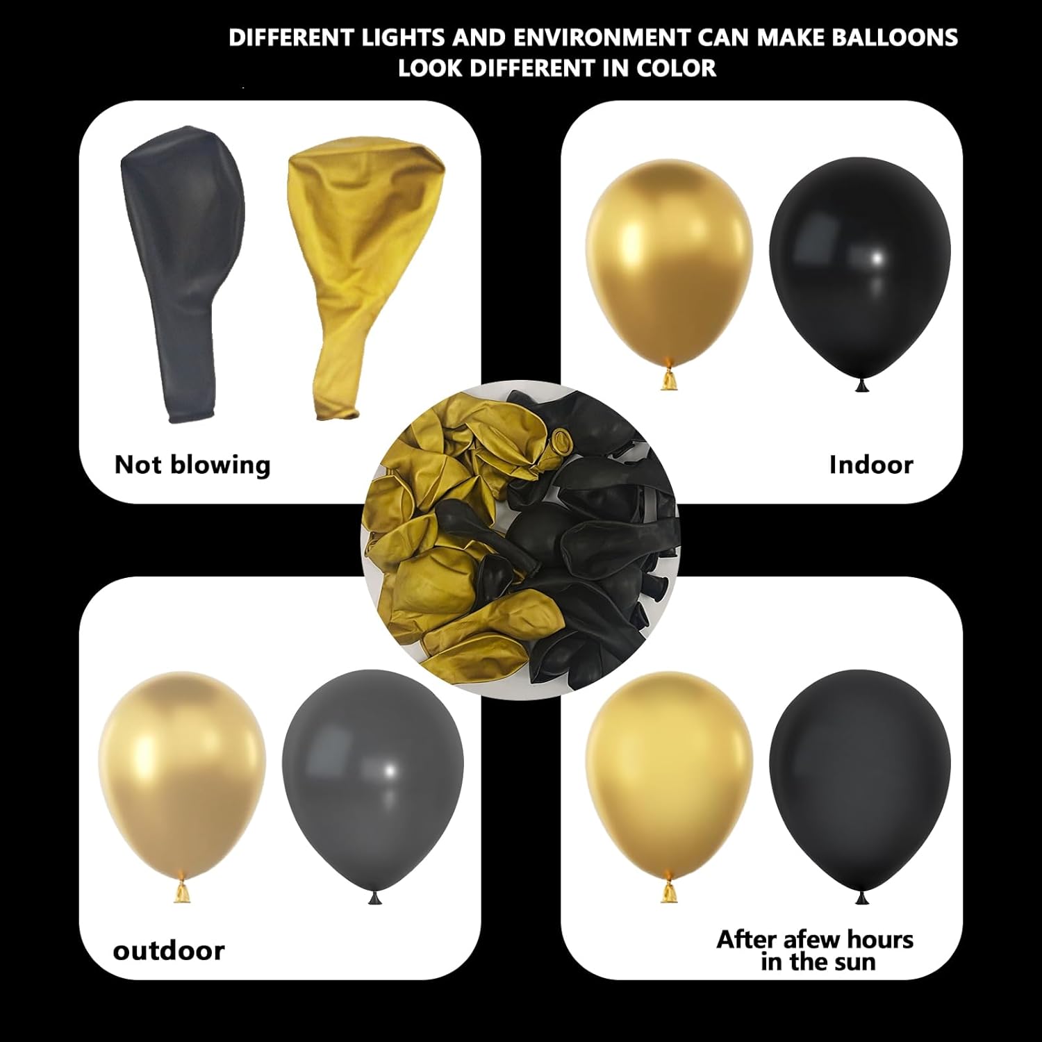 Black and Gold Balloons Garland Arch Kit 134pcs