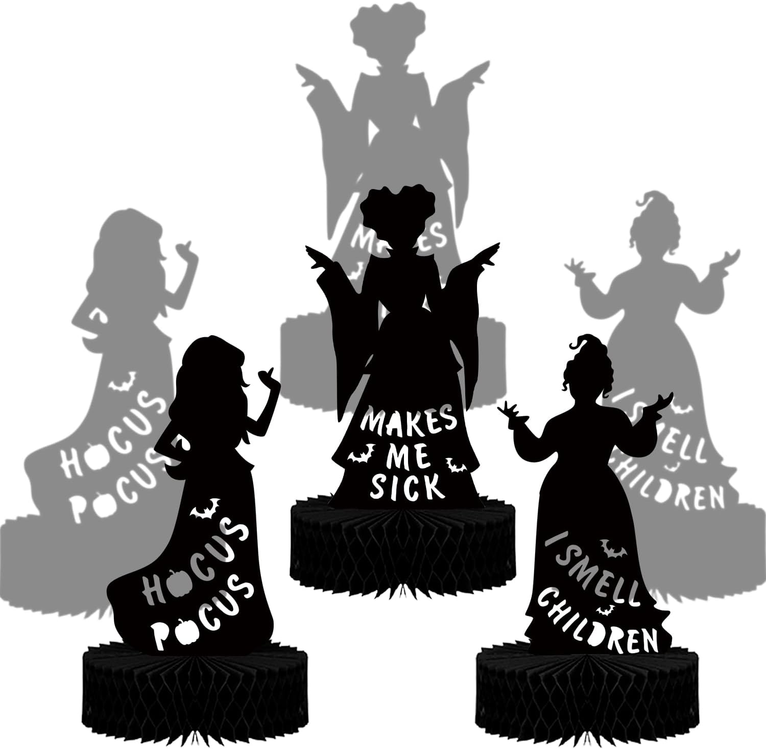LECONCES Hocus Pocus Halloween Centerpieces 3PCS