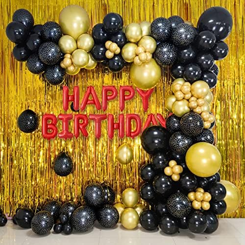 100pcs Black and Gold Balloons 12 Inch Metallic Party Decor