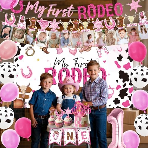 Gameza My First Rodeo Birthday Decorations for Girls