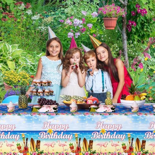 3 Pack Tropical Luau Birthday Tablecloths 54x108 Inch