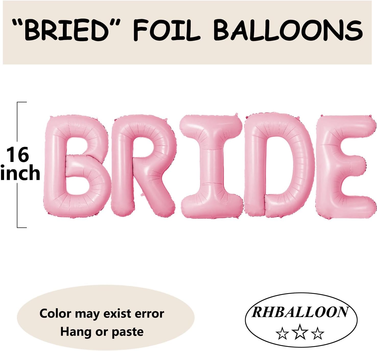 Pink Macaron Bride Balloons 5PCS Wedding Decor