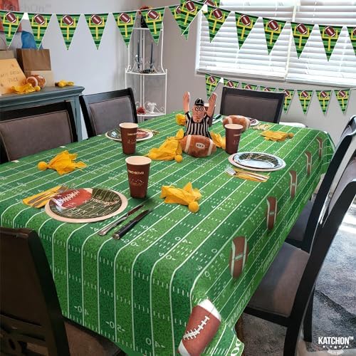 KatchOn 3 Pack Football Tablecloth - 108x54 Inch Green Tablecover for Football Parties