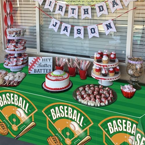 4-Pack Baseball Tablecloths for Theme Parties