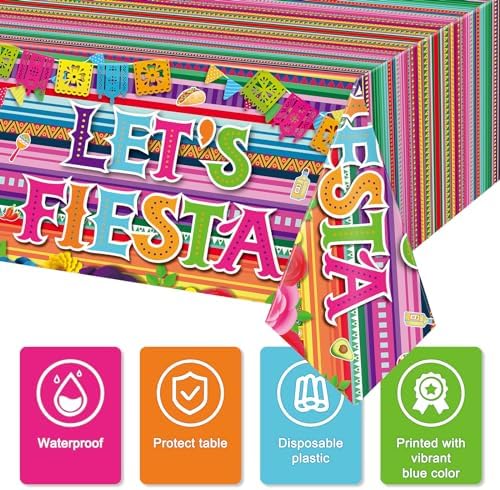 Mexican Fiesta 3 Piece Tablecloth Set 54x108 Inch