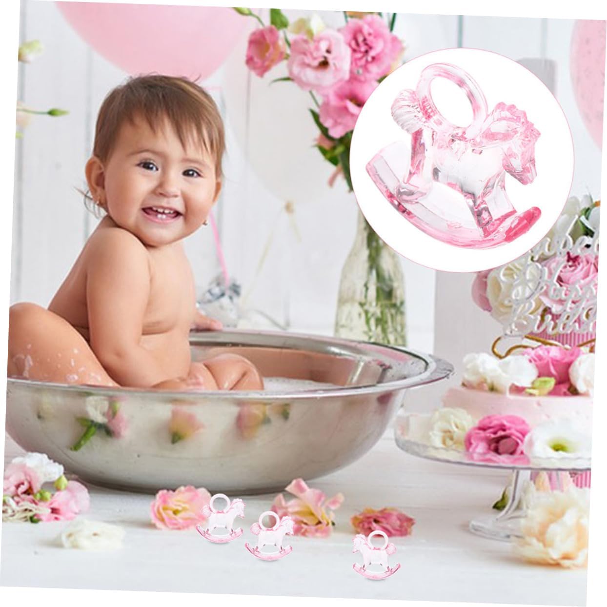 24pcs Acrylic Rocking Horse Shower Decorations