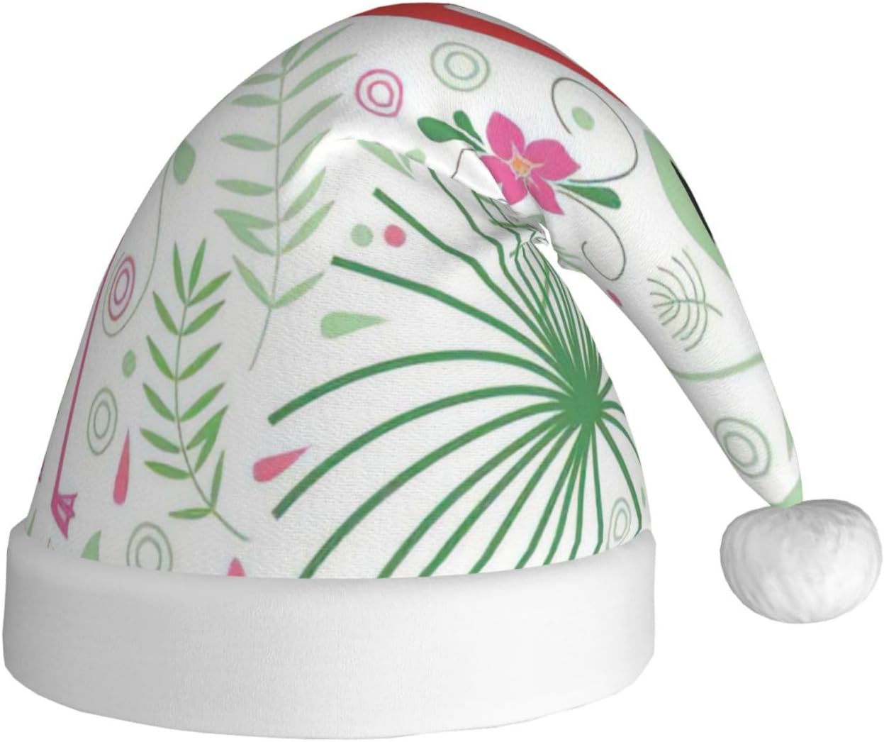 QINZHENG Floral Flamingo Santa Hat Personalized Christmas Headwear
