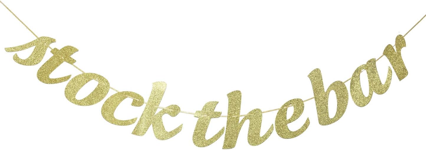 Gold Glitter Stock The Bar Banner Wedding Decor