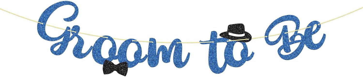 WeBenison Groom to Be Banner Blue Glitter