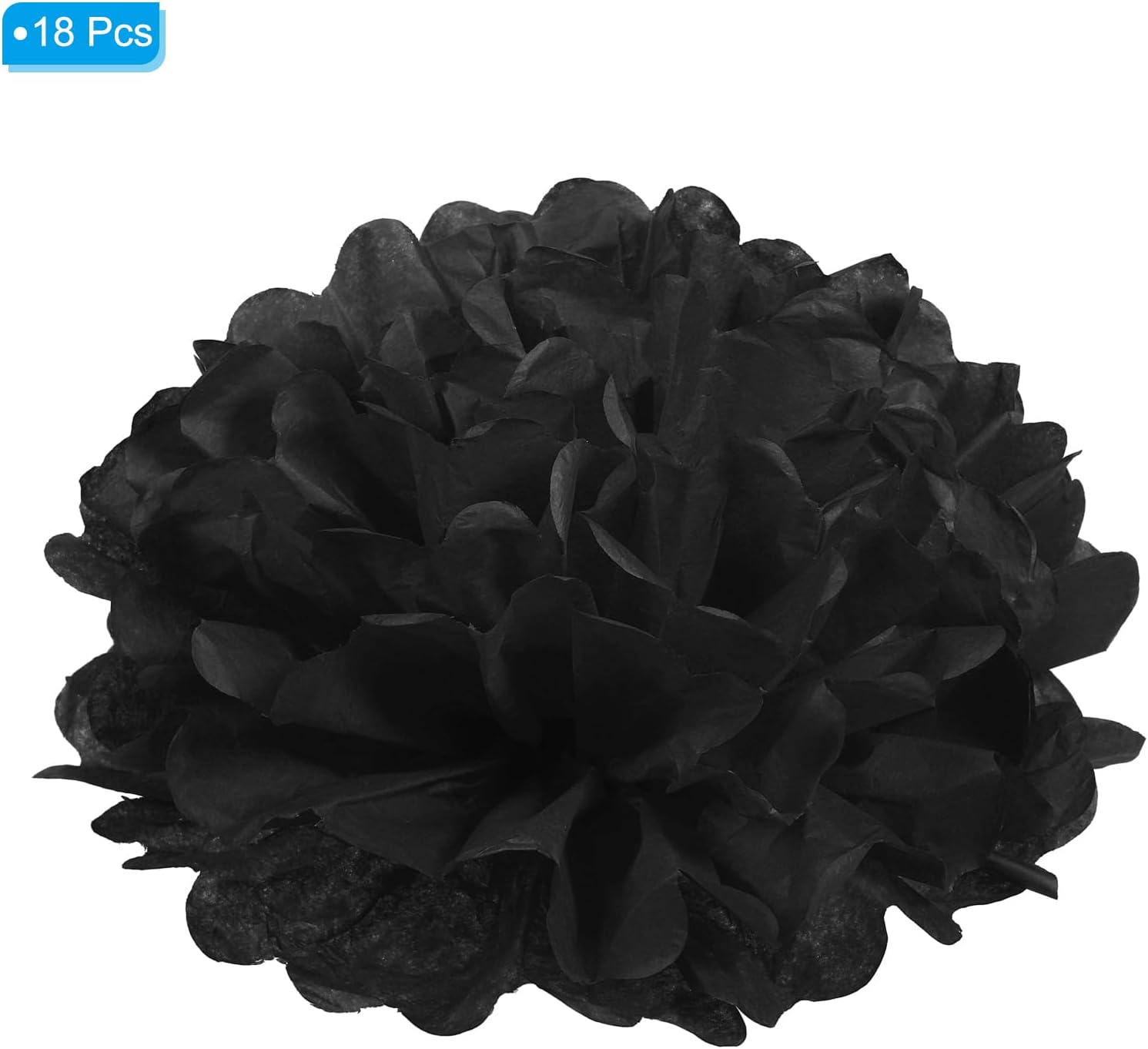 PATIKIL 10 Inch Black Tissue Pom Pom Flowers 18 Pack