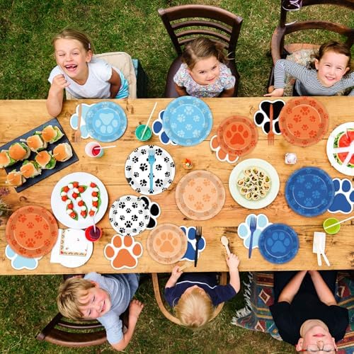 100Pcs Blue Dog Birthday Party Supplies for 25 Guests