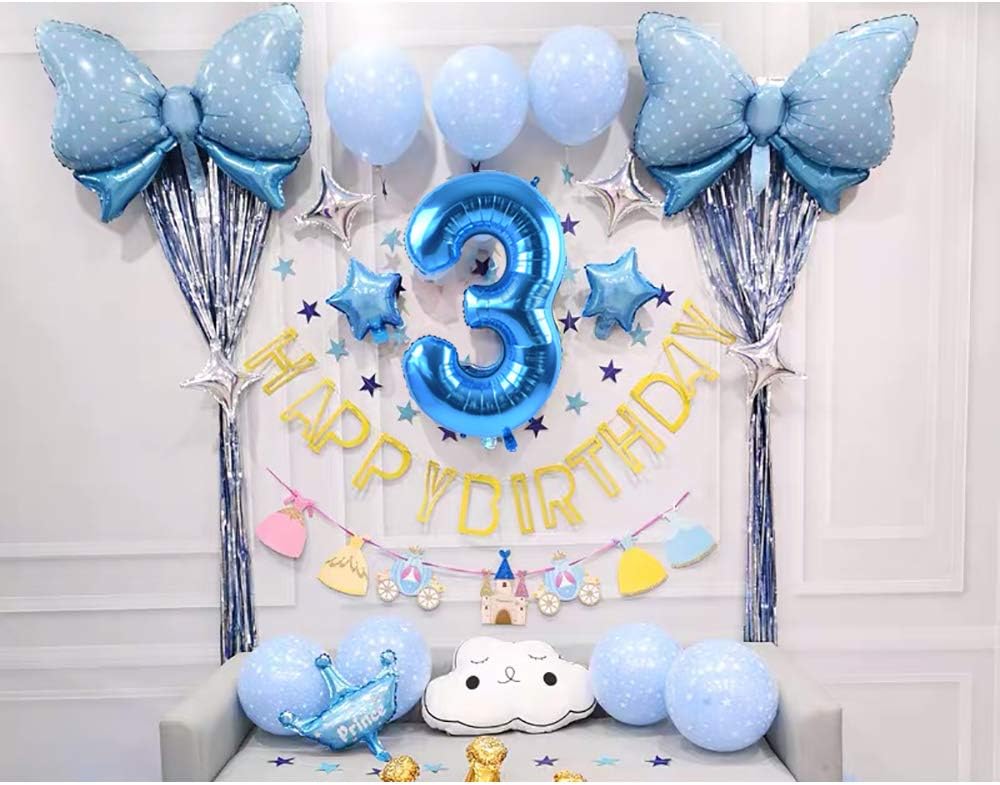 TONIFUL 40 Inch Blue Foil Number Balloon 3