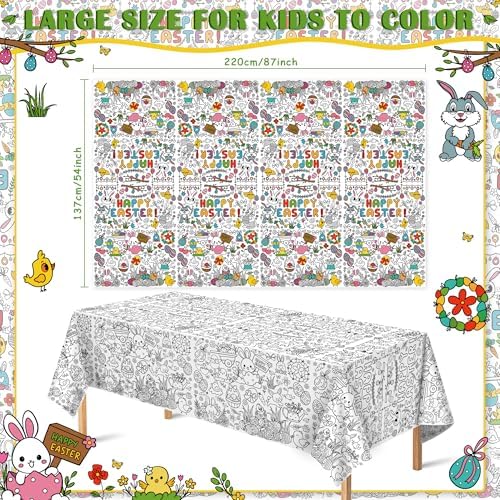 OHOME Easter Coloring Tablecloth 54x88 Inches