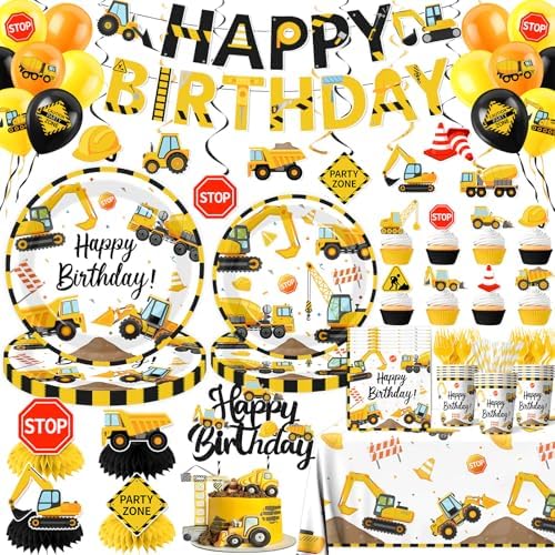 Construction Birthday Decorations 245PCS Truck Theme Party Supplies