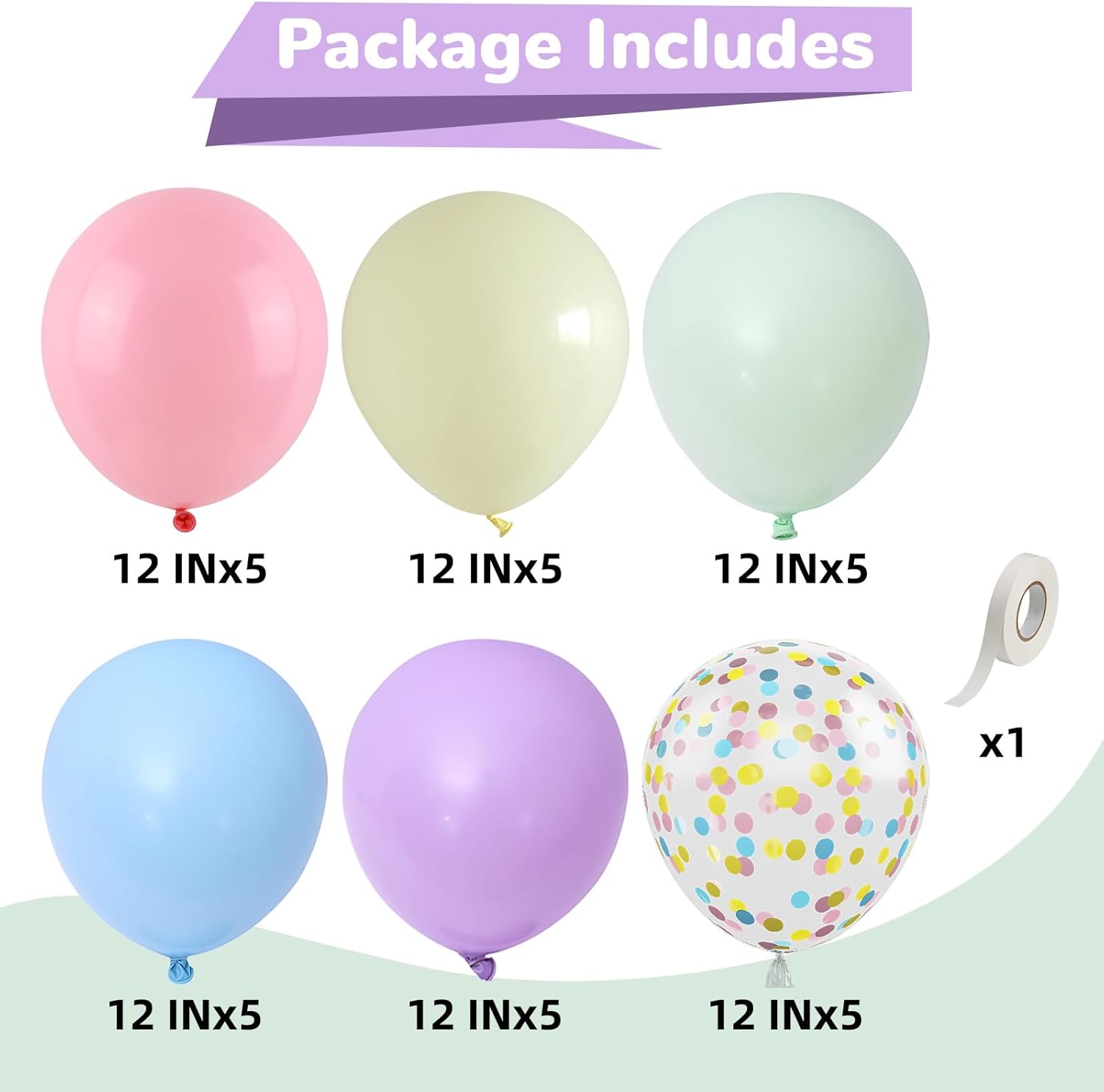 Pastel Rainbow Balloons 12 Inch Decor Set