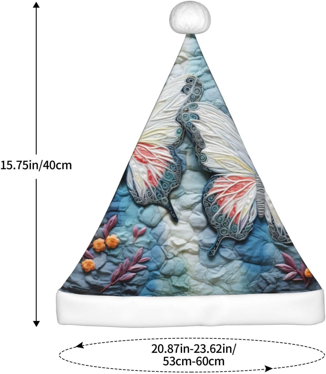 QINZHENG Butterfly Stone Print Santa Hat