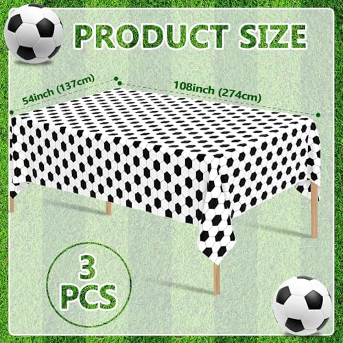 3 Pcs Soccer Party Tablecloth 54x108 Inches