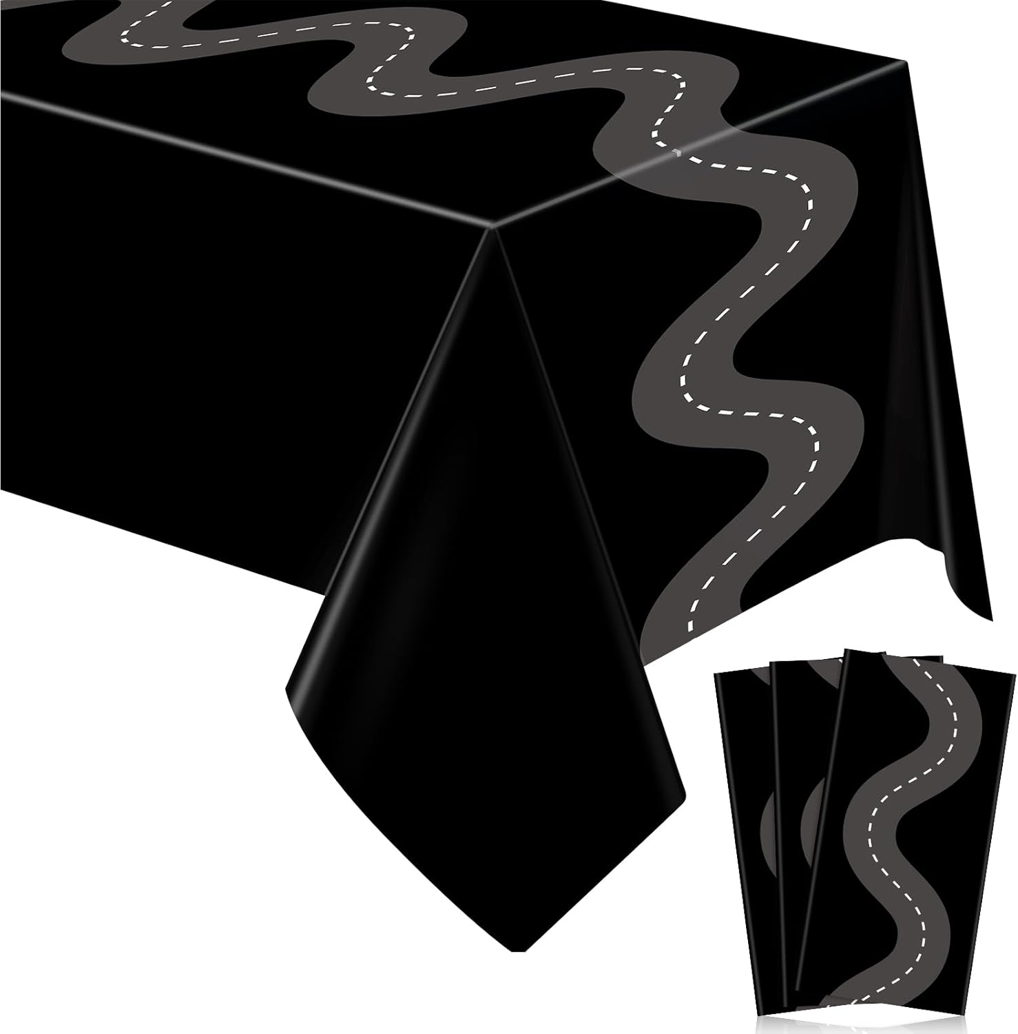 Irenare Racing Car Table Covers 3 Pcs Black 54x108 Inch