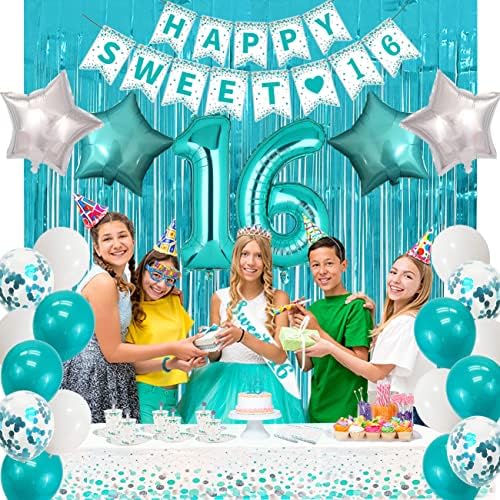 Sweet 16 Party Decorations Set Teal Blue