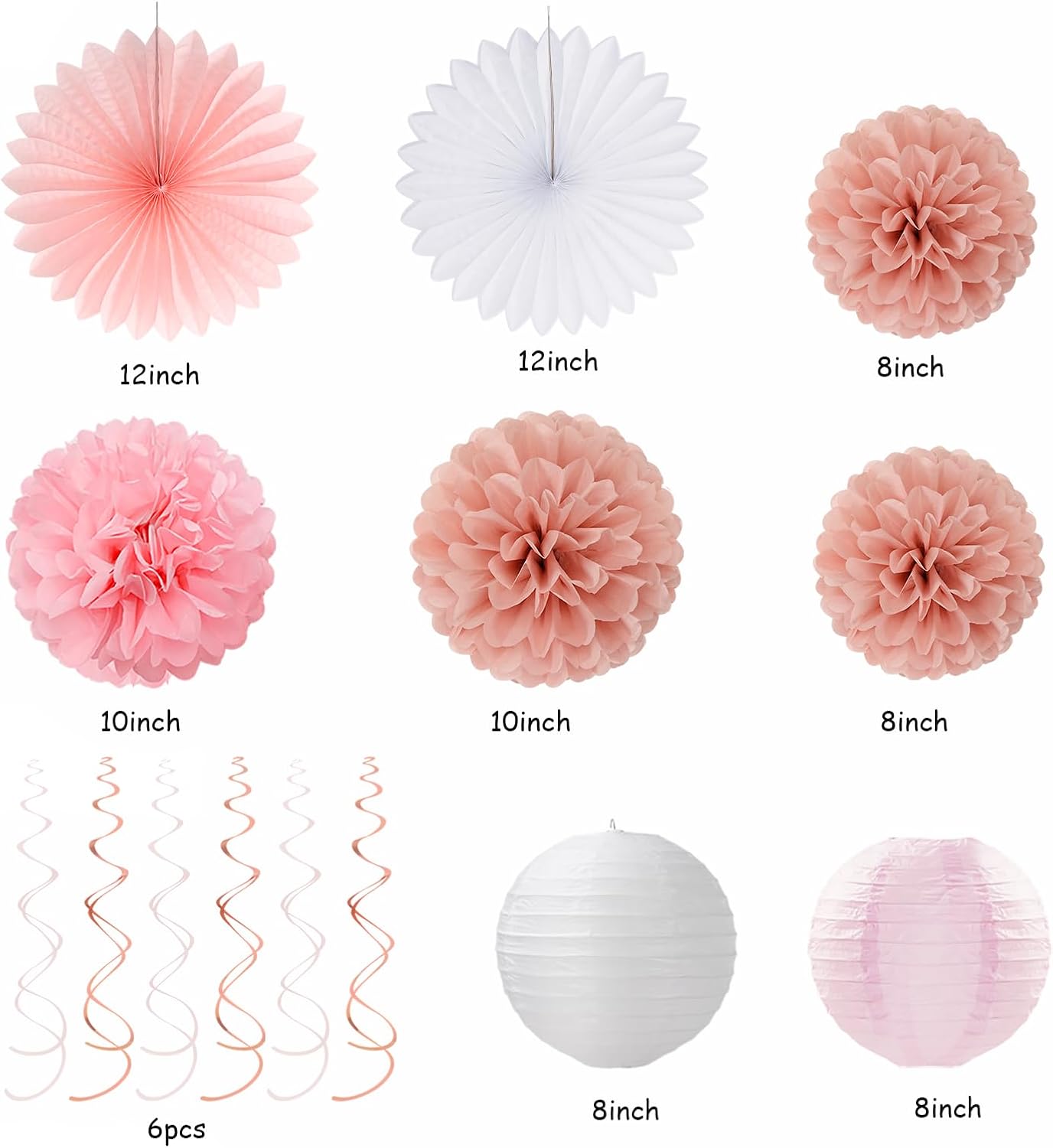 Rose Gold Pink White Birthday Decorations 31pcs