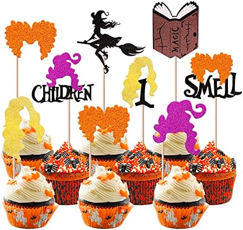 32 Pack Hocus Pocus Cupcake Toppers Halloween Decorations