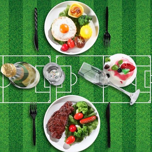 Buryeah 3 Pcs Soccer Themed Tablecloths 54x108 Inches