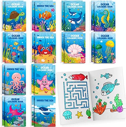 BenLouis Ocean Animals Mini Coloring Books 24 Pcs