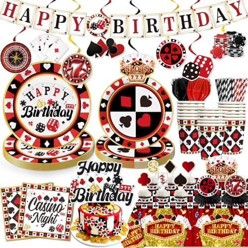 176pcs Casino Party Decorations Set for Birthday Poker Night