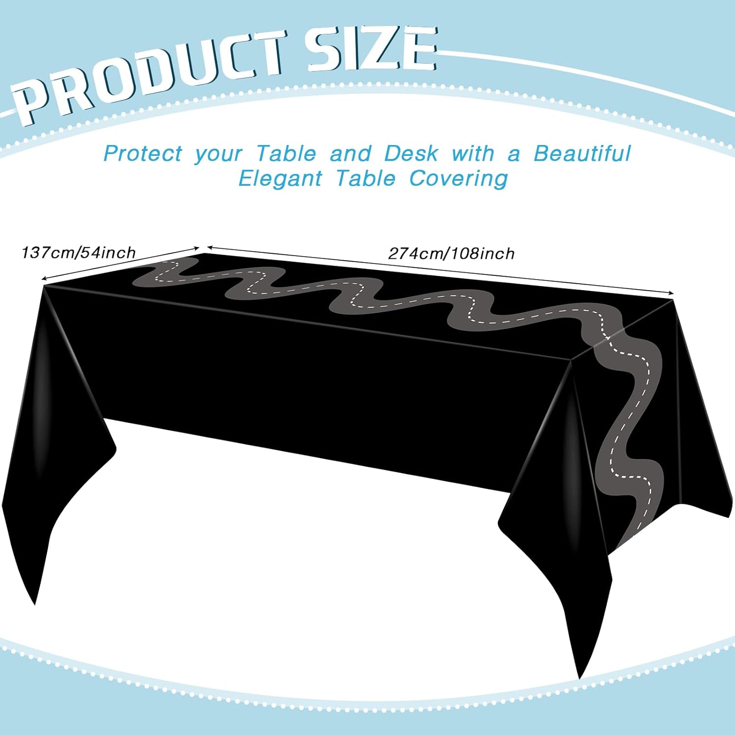 Irenare Racing Car Table Covers 3 Pcs Black 54x108 Inch